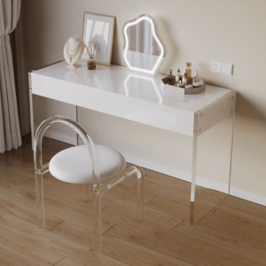 طاولة تزيين أكريليك مع كرسي ومراية