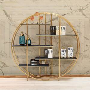 وحدة تخزين بلون ذهبي بتصميم دائري