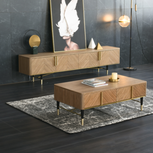 مكتبة تلفاز مع طاولة قهوة