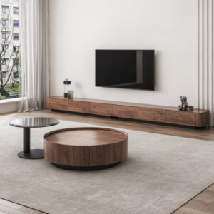 أثاث غرفة معيشة بتصميم خشبي