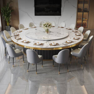 طاولة طعام خشبية مستديرة مع 6 كراسي