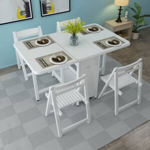 طاولة طعام قابلة للطي مع 4 كراسي