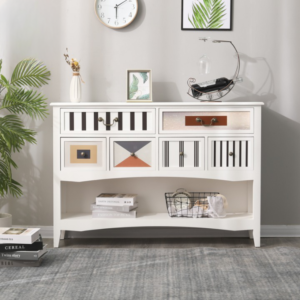 طاولة مدخل خشبية بتصميم ريفي