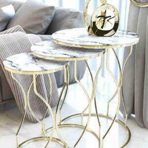 طقم طاولات جانبية مسديرة بتصميم مميز أنيق