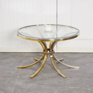 طاولة قهوة زجاجية حديثة مستديرة