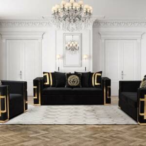 طقم كنب مخملي بتصميم أوليفر