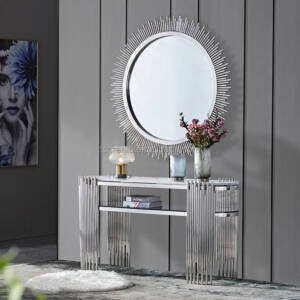 طاولة مدخل بطابقين فاخرة مع مرأة