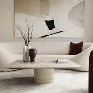 طاولة قهوة رخامية بتصميم مسطح